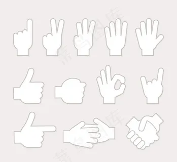 12款白色手势设计矢量素材下载