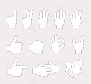 12款白色手势设计矢量素材下载
