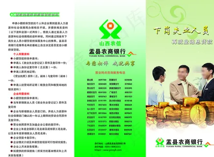 盂县农商银行失业贷款宣传单图片
