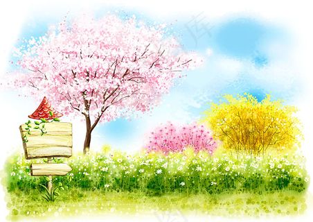 春天唯美插画