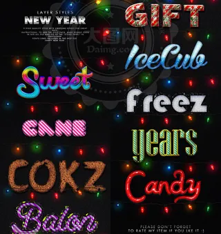 超酷的新年艺术字字体样式