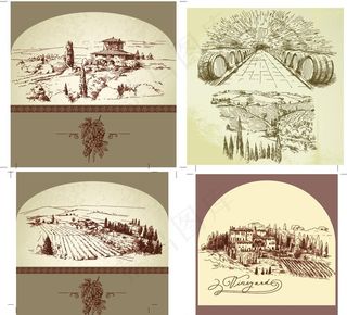 手绘村庄卡片图片