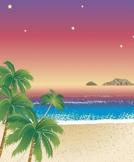椰子树 海滩 沙滩 山 海 大海 ...