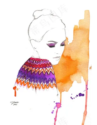 彩色线条围巾设计图