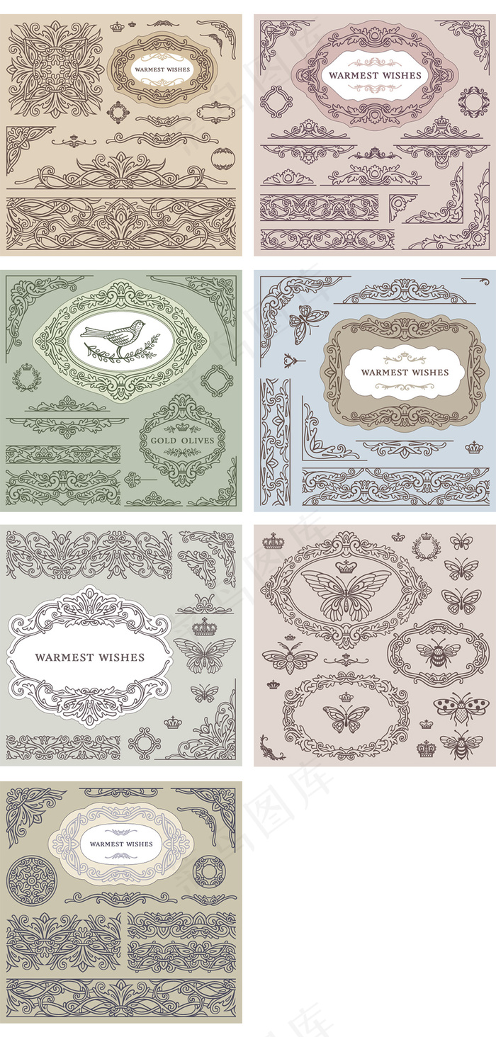 复古欧式花边边框矢量集合