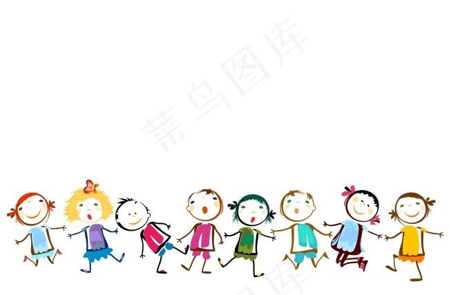 小学生牵手人物卡通素材矢量eps,ai矢量模版下载