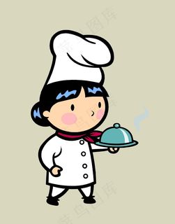 手绘卡通人物简笔插画儿童小女孩厨师