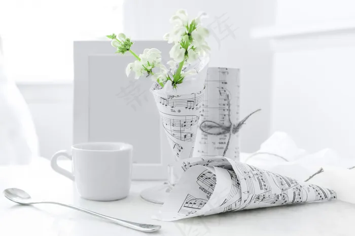 简约小清新文艺风插花静物摆拍背景