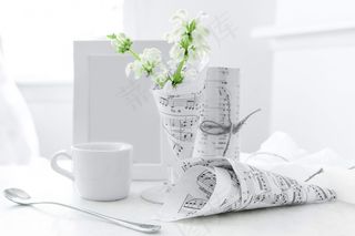 简约小清新文艺风插花静物摆拍背景