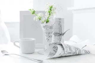 简约小清新文艺风插花静物摆拍背景