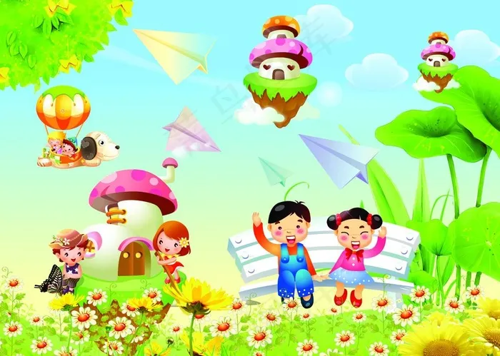 幼儿园风景画图片(5118X3937(DPI:50))psd模版下载