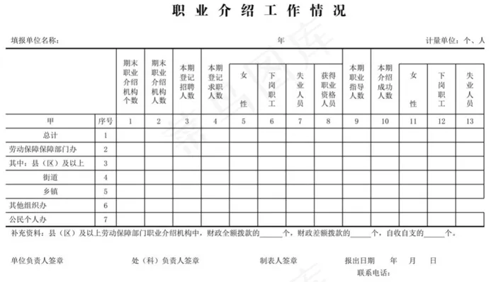 职业介绍工作情况表