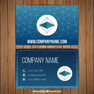 白色几何线条的蓝色名片