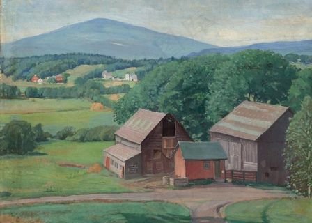 乡村风光油画图片