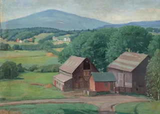 乡村风光油画图片