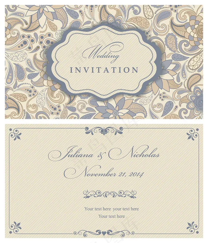 婚礼贺卡模板矢量素材eps,ai矢量模版下载