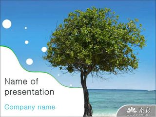 大海与大树风景PPT模板
