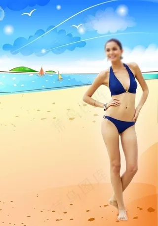 海边比基尼美女图片