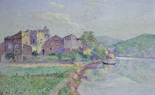 房屋建筑油画图片