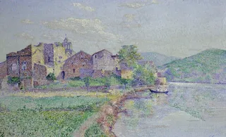 房屋建筑油画图片