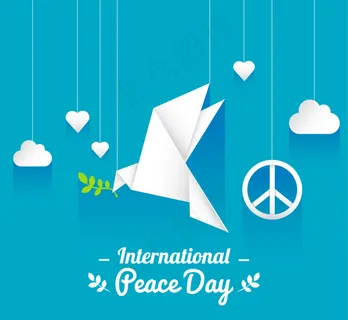 蓝色的背景和一个折纸和平鸽