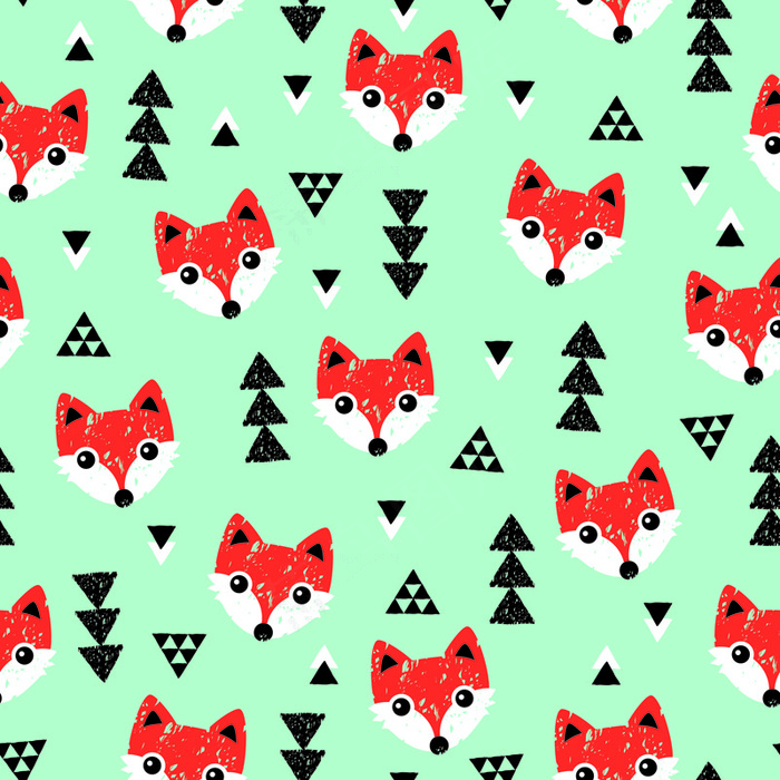 卡通可爱北欧童话梦幻儿童动物无缝平铺背景头像印刷矢量图片素材