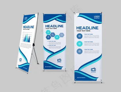 展架 蓝色 简约 数据 统计