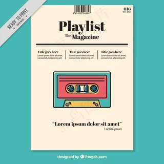 带彩色磁带的音乐杂志模板