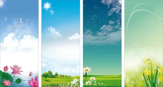 展架、背景、蓝天白云、绿色、易拉宝