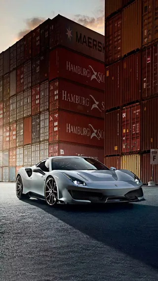 跑车与集装箱高清摄影图片