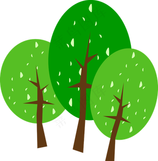 手绘卡通大树树木设计元素免扣素材透...