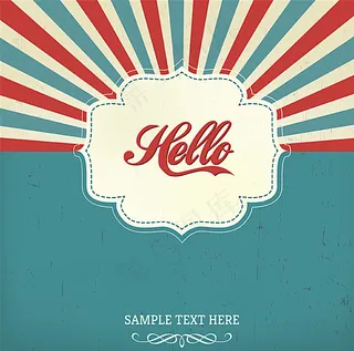 复古你好海报矢量素材图片