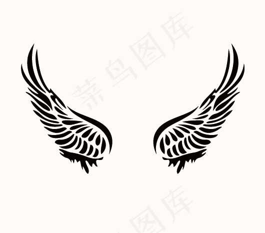 黑白翅膀剪影AI下载ai矢量模版下载
