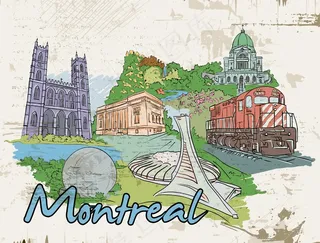 蒙特利尔的涂鸦和垃圾矢量插画