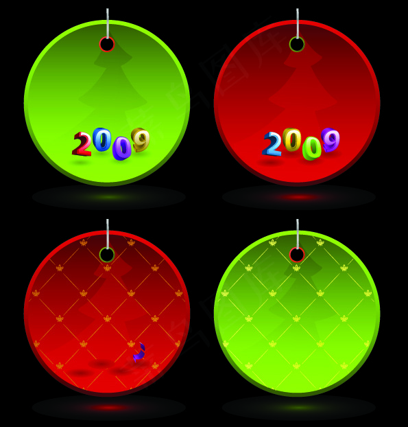 2009年圣诞节吊牌矢量图eps,ai矢量模版下载
