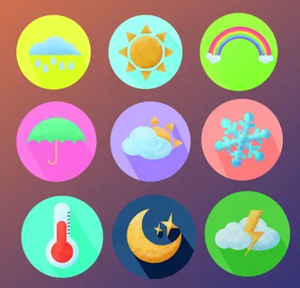 清新可爱扁平化手绘天气预报图标
