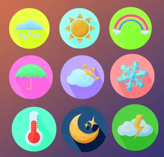 清新可爱扁平化手绘天气预报图标