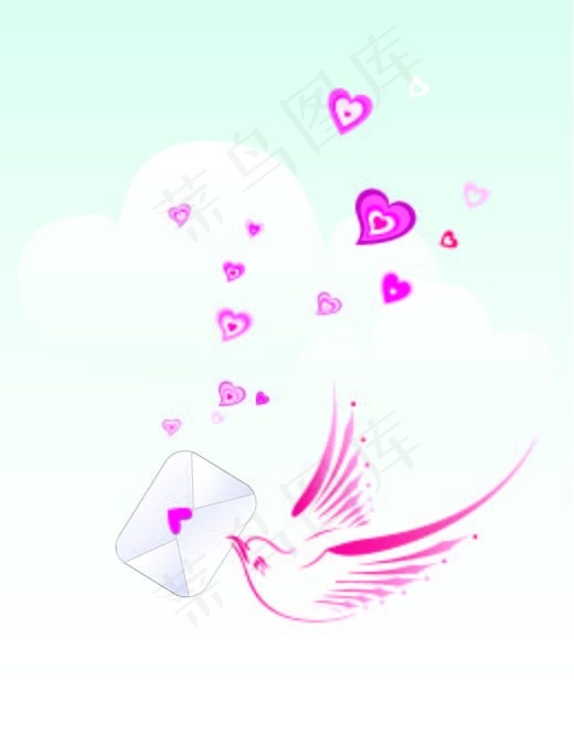 爱心小鸟矢量素材