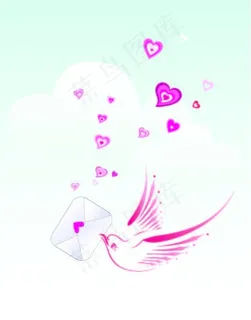 爱心小鸟矢量素材