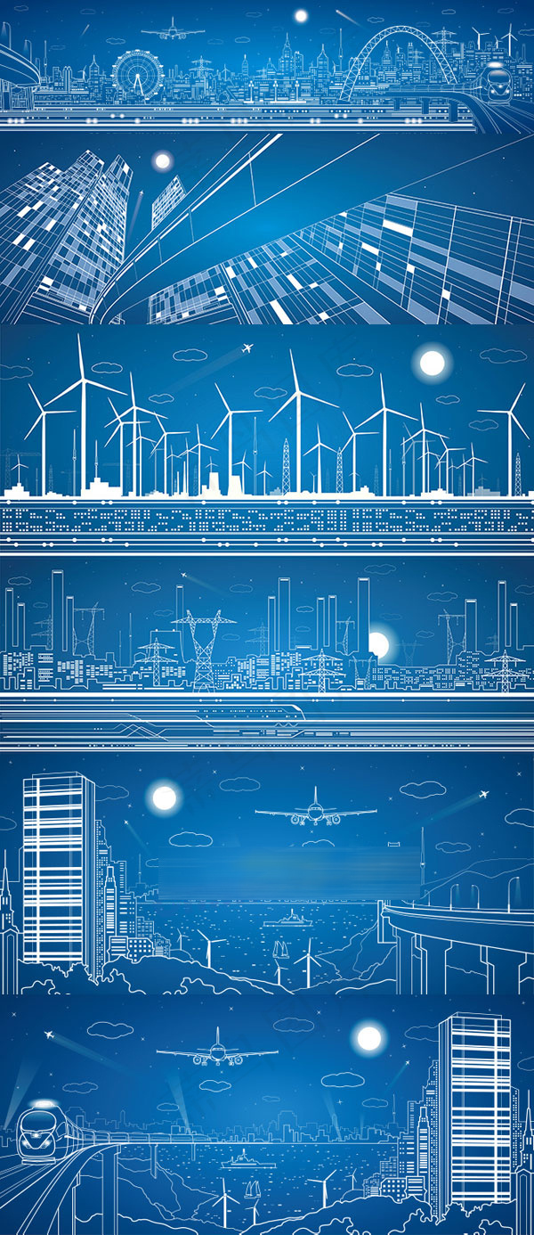 线描建筑创意矢量图