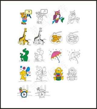 动植物卡通（颜色）矢量素材