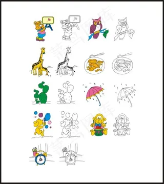 动植物卡通（颜色）矢量素材