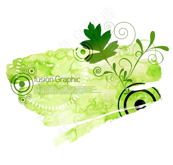 手绘绿叶psd模版下载