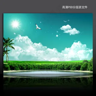 漂亮风景海报背景psd模版下载