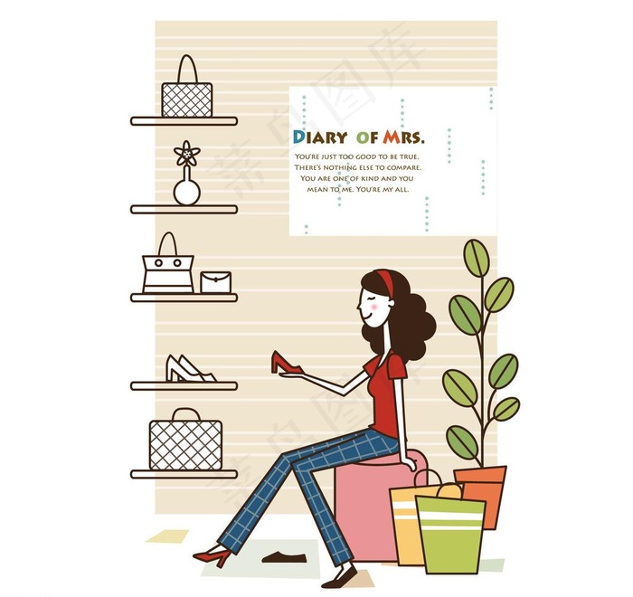 在试穿新鞋的主妇图片