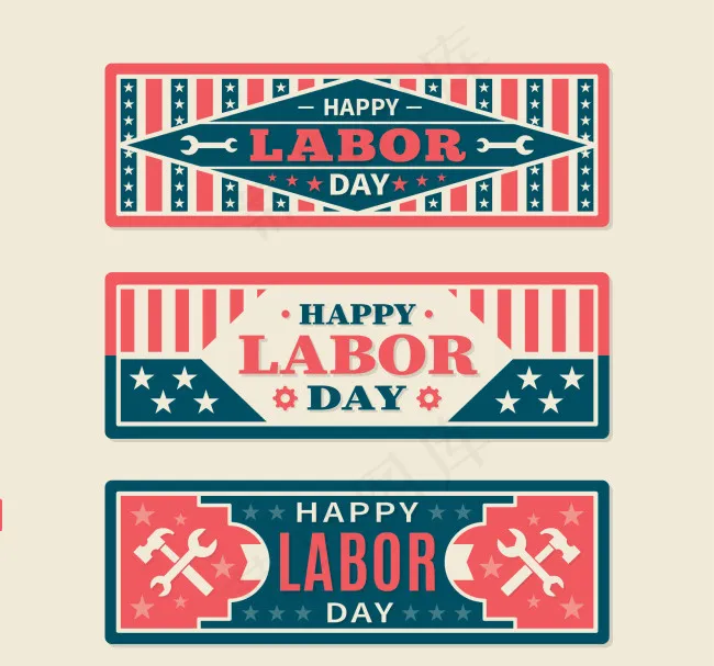 复古劳动节横幅ai矢量模版下载