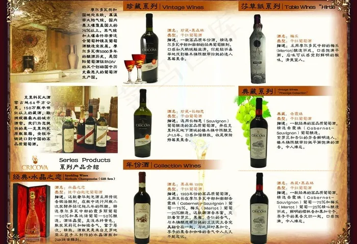 葡萄酒三折页图片(3437X2551(DPI:300))psd模版下载