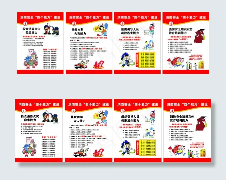 消防的四个能力cdr矢量模版下载