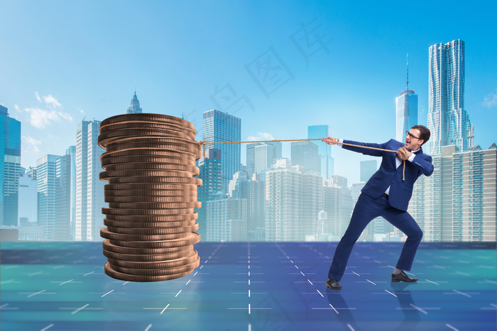 手拿储钱罐金币货币 理财保障商务金融财富增长主题