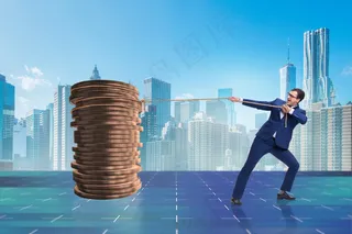 手拿储钱罐金币货币 理财保障商务金融财富增长主题